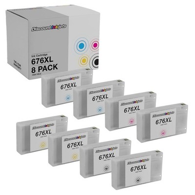 8 Pk Reman Ink 676 T676XL for EPSON WORKFORCE PRO WP-4020 WP-4530 WP-4540