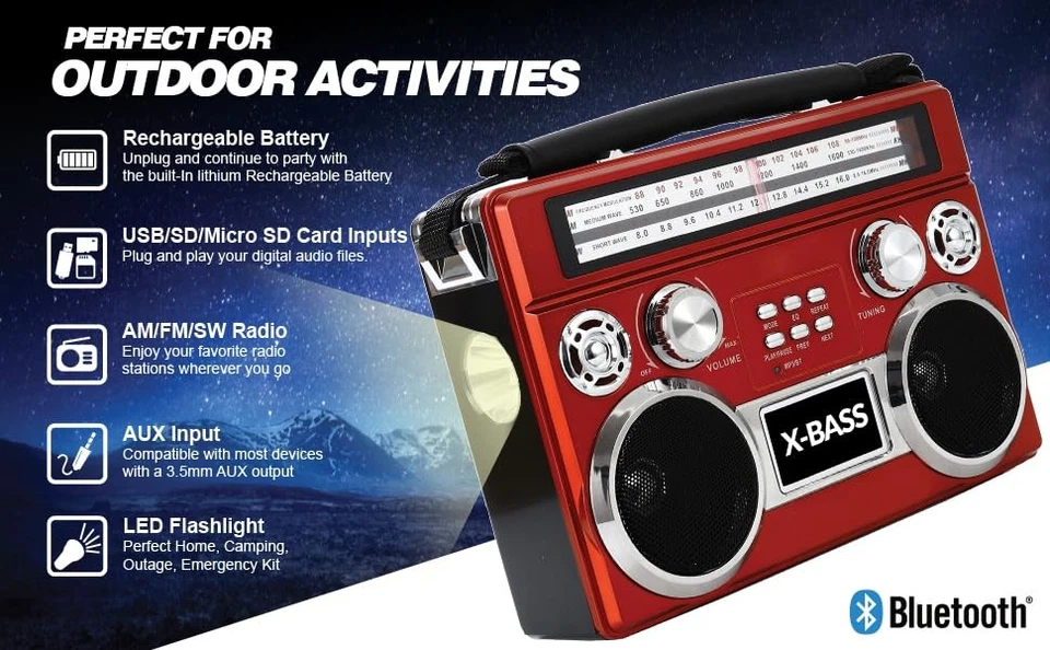 Supersonic SC-1097BT Portable 3 Band Radio with Bluetooth and Flashlight M/FM... - Image 4 of 4