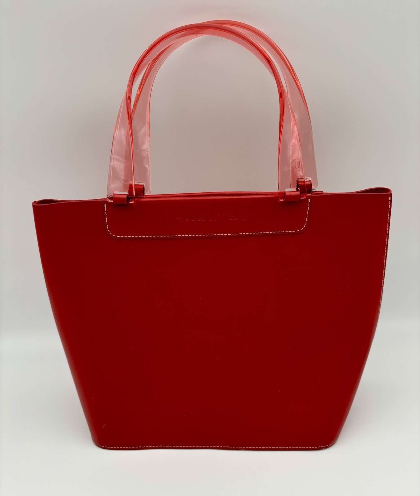 Lamarthe Italy Leather Handbag Vibrant Red Leather Bucket Bag/Tote Rare Vintage