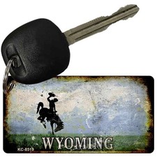 WYOMING STATE Rusty Novelty Aluminum Metal Keychain ~ BUY 2 GET 1 FREE!