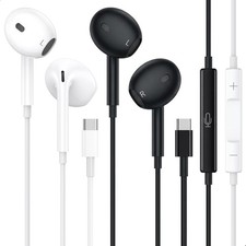 USB C Headphones for iPhone 17 Pro Max 16 16pro 15 Plus USBC Black / White