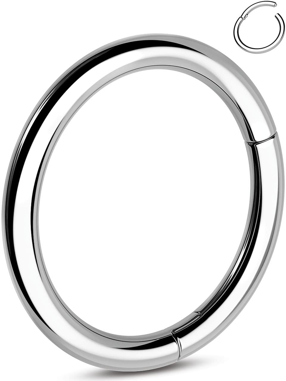 Bijoux piercing cartilage hélix conque, anneau clicker 10mm en titane G23 hypoallergénique