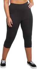 New Women's JMS Just My Size Stretch Jersey Capri Black Leggings 2X 18W-20W