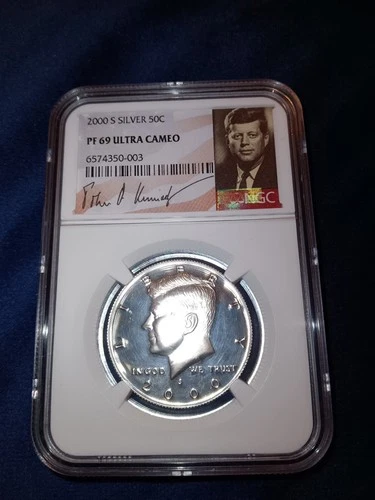 2000 S Silver Proof Kennedy Half Dollar PF69 Ultra Cameo Signed