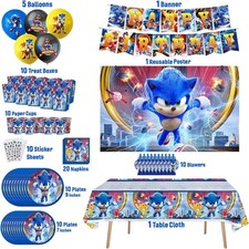 Sonic Hedgehog Party Decorations Kids Birthday Supplies Balloon Tableware