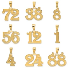 REAL 14K Yellow Gold Polished Laser Etched Number 1 to 99 Pendant Charm
