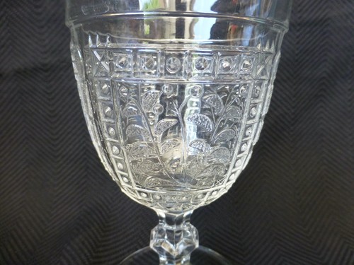 Five Antique Panelled Nightshade Early American Pattern Glass Goblets - Picture 3 of 5