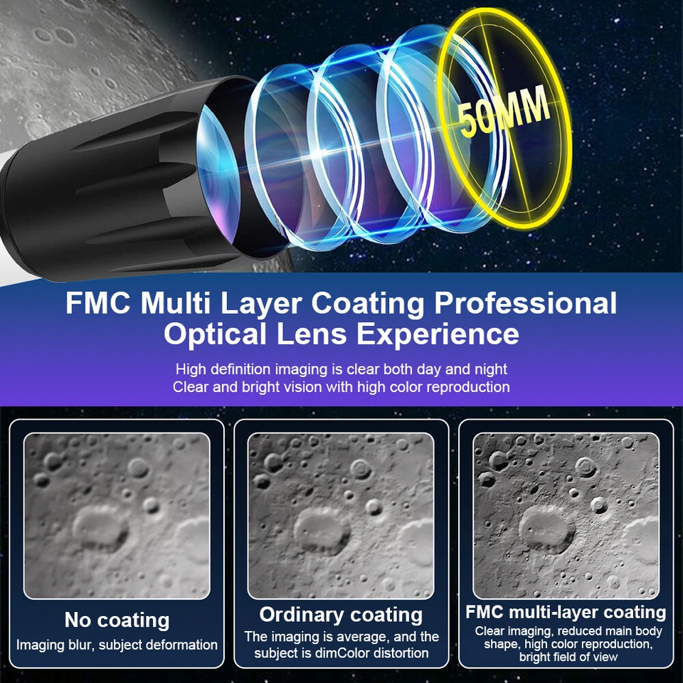 Professional Astronomical Telescope w/ High Tripod Lunar Mirror HD Viewing Gift - Image 4 of 4