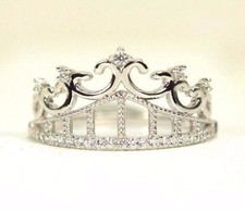 BRAND NEW 925 Sterling Silver CZ Princess Tiara Crown Ring Size 5 6 7 8 9