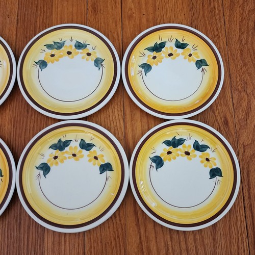 VERNON KILNS METLOX USA BROWN EYED SUSAN BREAD PLATES SET/8 - Picture 2 of 5