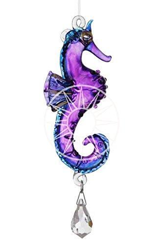 Handmade Fantasy Glass Seahorse Crystal Suncatcher Gift Purple