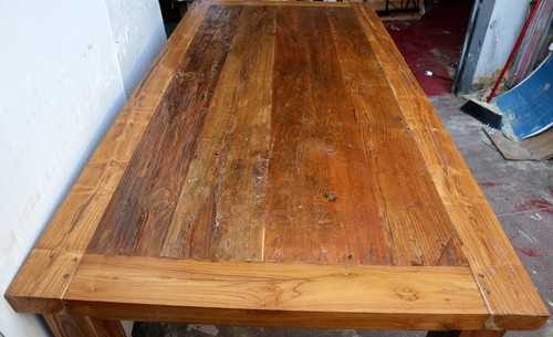 Tavolo da pranzo stile industrial in legno teak riciclato dalle barche cm 200x10 - Imagen 5 de 7