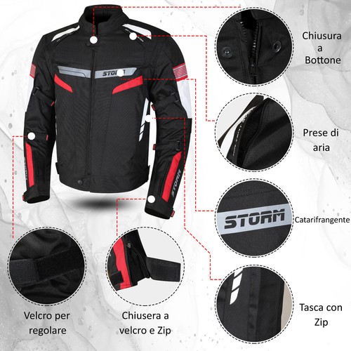 Giacca Giubbotto da Moto 4 STAGIONI Protezioni CE Smanicabile impermeabile STORM - Foto 3 di 30