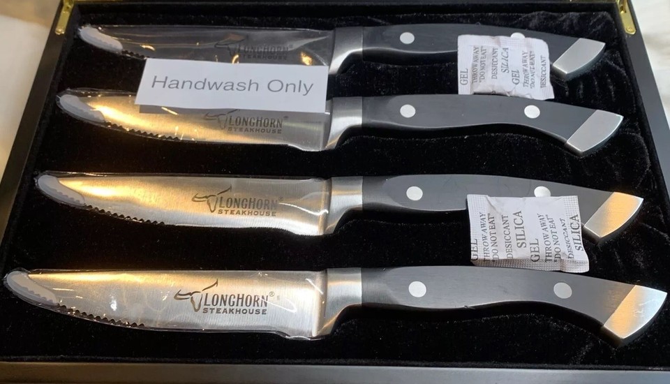 Longhorn Steakhouse Steak Knives Set of 4 with Black Wood Case eBay