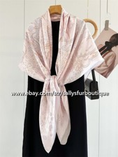 Boutique Pure Twill Silk Wrap Scarf Stole Carriage Print Square Shawl 53"