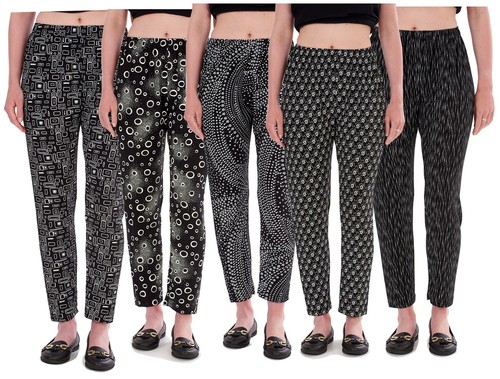 Ladies Trousers Elasticated Printed 