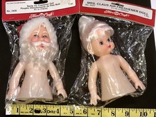 Lot Of 2 Fiber Craft Vintage Santa  Mrs Claus Air Freshener Dolls 3426 3427 NOS