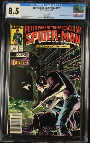 Spectacular Spider-Man #131 CGC 8.5 Newsstand Kraven's Last Hunt White Pages - Picture 1 of 2
