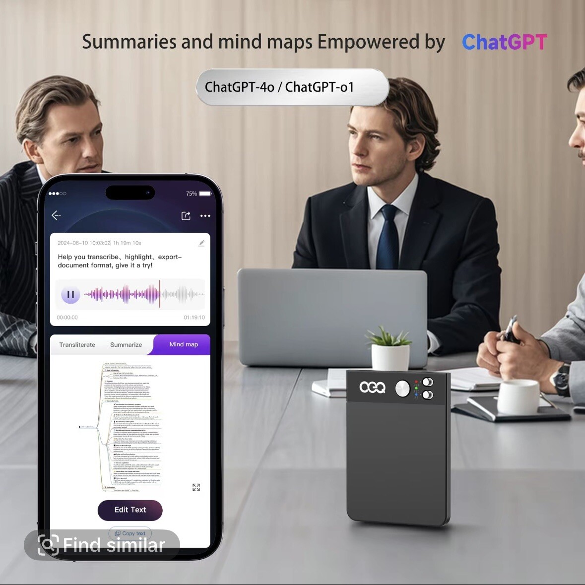 OEQ Al Voice Recorder, 64GB Al Speech Processor with Simultaneous