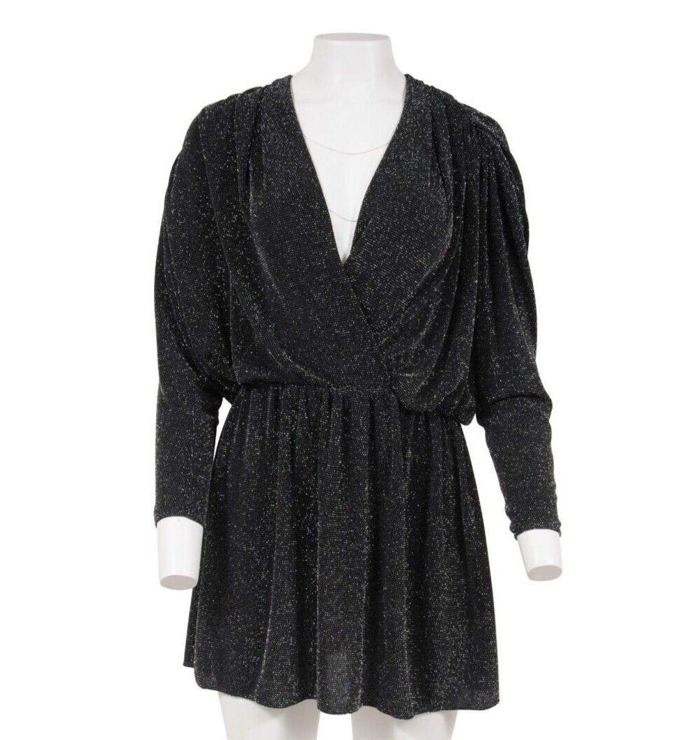 Balenciaga Women Crystal Wrap Mini Dress 38 Black Silver