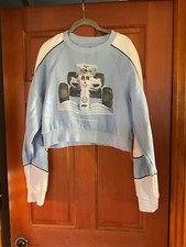Formula 1 Pacsun Powder Blue And White Cropped Sweatshirt  - Women’s Medium
