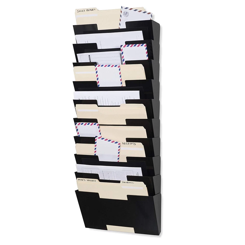 Wallniture Lisbon Wall Mounted Steel File Holder - Organizer Rack 10 Sectional - Image 1 of 4