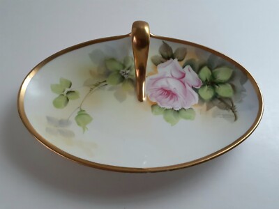Vintage Hand Painted Nippon Small Dish w/handle Flowers