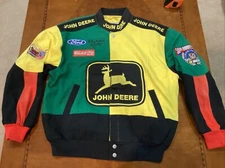 Vintage 1998 Chad Little John Deere Racing Jacket Jeff Hamilton Small NASCAR NOS