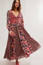 New Free People A New Way Maxi Dress in Navy Combo Size Small