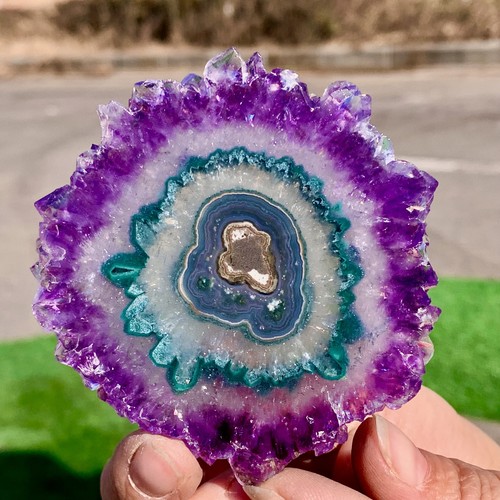 81G Natural Alta Calidad Amatista Ágata Cuarzo Racimo Rebanada Cristal Mineral - Imagen 14 de 24