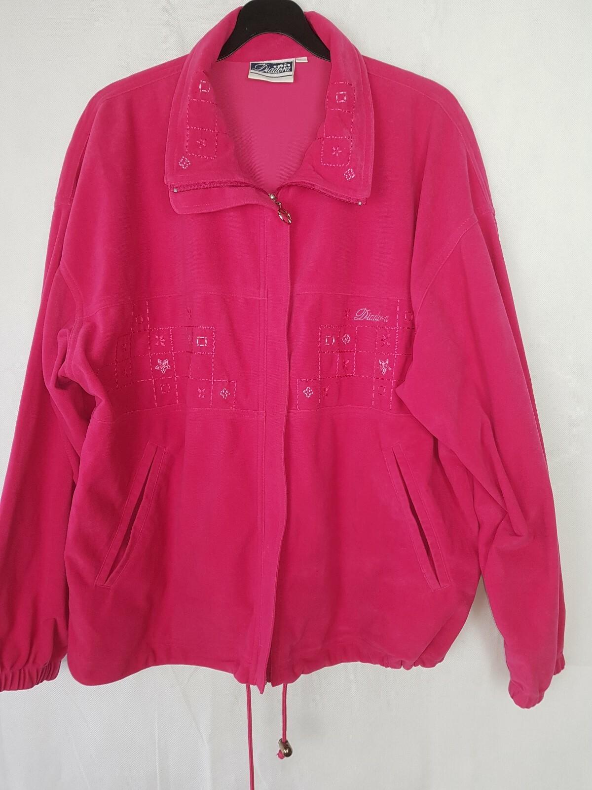 Retro Diadora 90's Pink Shell Jacket flower patches Tracksuit- Oversized Womens image 3