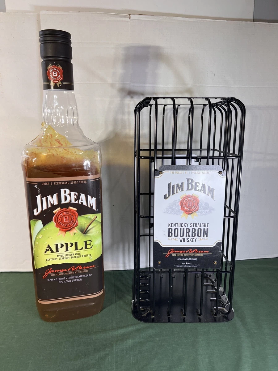 Jim Beam Whiskey Bourbon Apple Flow Pole Topper Bottle Promo cage Display RARE