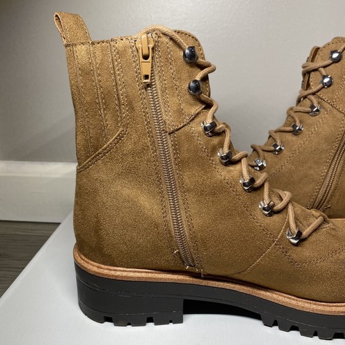 Nine West IVONA Combat Boots Women’s Size 9.5 Brown Vegan Suede Side Zip Lace Up - Picture 16 of 20