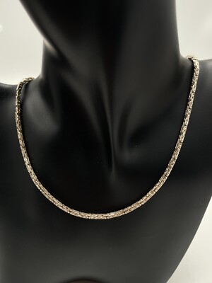 STERLING SILBER 925 HAKEN 16'' BALI BYZANTINISCHE KETTE HALSKETTE 3 mm breit 17,5 g