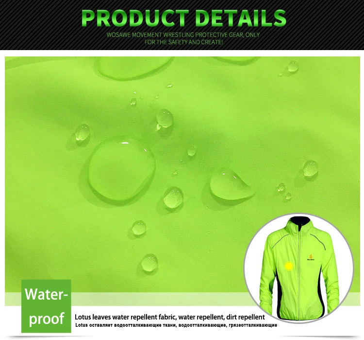 WOSAWE Cycling Windproof Waterproof Jacket Bike Racing Reflective Wind Jersey