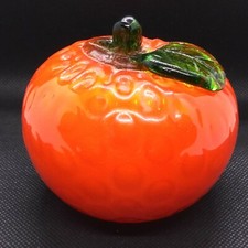 Art Glass Fruit Vintage Hand Blown Murano Style Orange 3" Tall