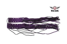 Leather Fringe Motorcycle Brake Clutch Cover, Purple - Chopper Biker Accessory