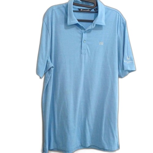 Travis Mathew Men's Blue Golf Polo Shirt Size Large, Thin Stripes, Lightweight - Picture 2 of 14