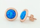 GENUINE 1.26 Cts OPALS STUD EARRINGS 14K ROSE GOLD PLATED (.925) - NWT — photo 2
