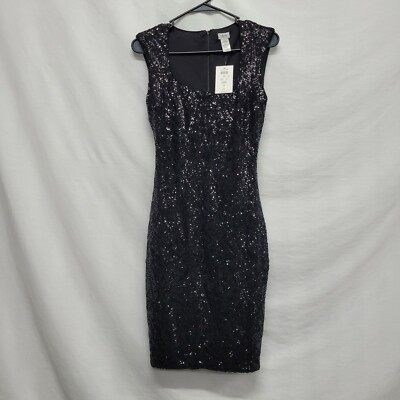 cache black sequin dress Womens CACHE' Black Sequin and Beaded Detailing Mini Dress Size 8