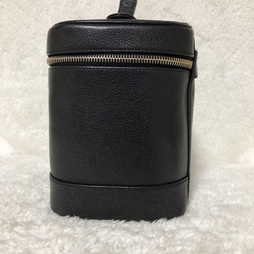 CHANEL Caviar Skin Vertical Vanity Bag Handbag Coco Mark Black makeup pouch - Picture 3 of 12