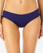 Anne Cole Women's Live In Color Tie Side Solid Bikini Bottom sz XS Navy Blue