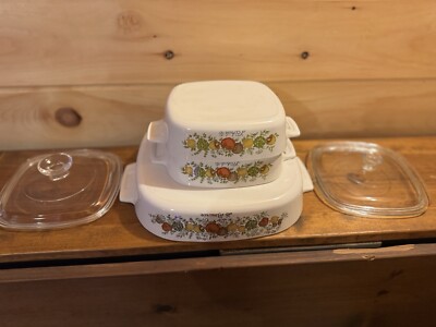 CorningWare Spice of Life le Romarin / L Echalote Casserole Dishes With Lids USA