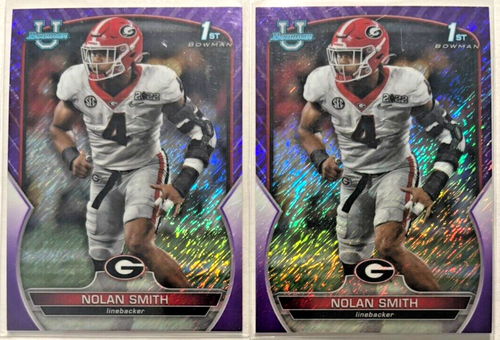 (2x) Nolan Smith 2022 1st Bowman Chrome RARE PURPLE REFRACTOR Rookie Lot (RC) #2