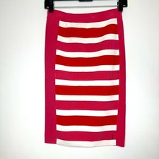 Juicy Couture Striped Pencil Bandage Skirt Women s Bodycon Pink Red JC Logo Y2K