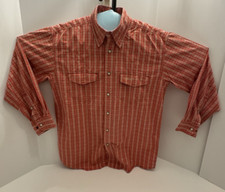 Orvis Trout Bum Shirt Mens Sz M Long Sleeve Pearl Snap Vented Red Plaid Fishing