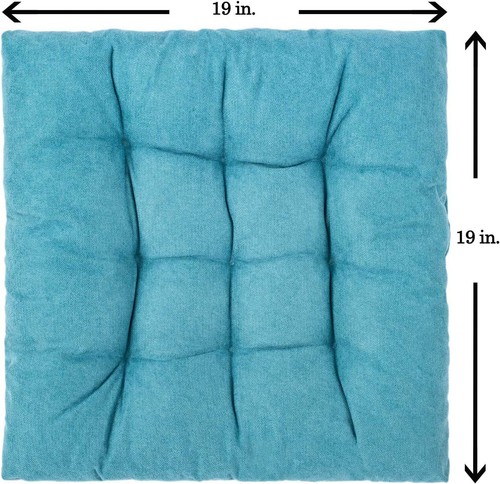 Outdoor Chair Cushions Patio Premium Comfortable Thick Fill Tufted 19x19" Teal 2 - Picture 2 of 6