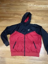 Nike Men's Colorblock Windbreaker Jacket Red Black Size Large