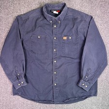 Wrangler Riggs Shirt Mens 2XL Blue Workwear Button Down Long Sleeve Cotton