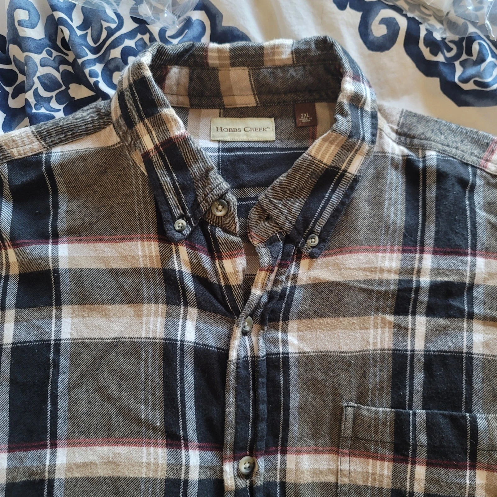 Hobbs Creek Mens 2XL Flannel Plaid Button Down Shirt Casual Outdoor